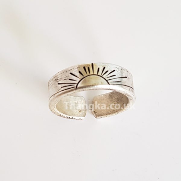 Himalayan Rising sun silver open ring